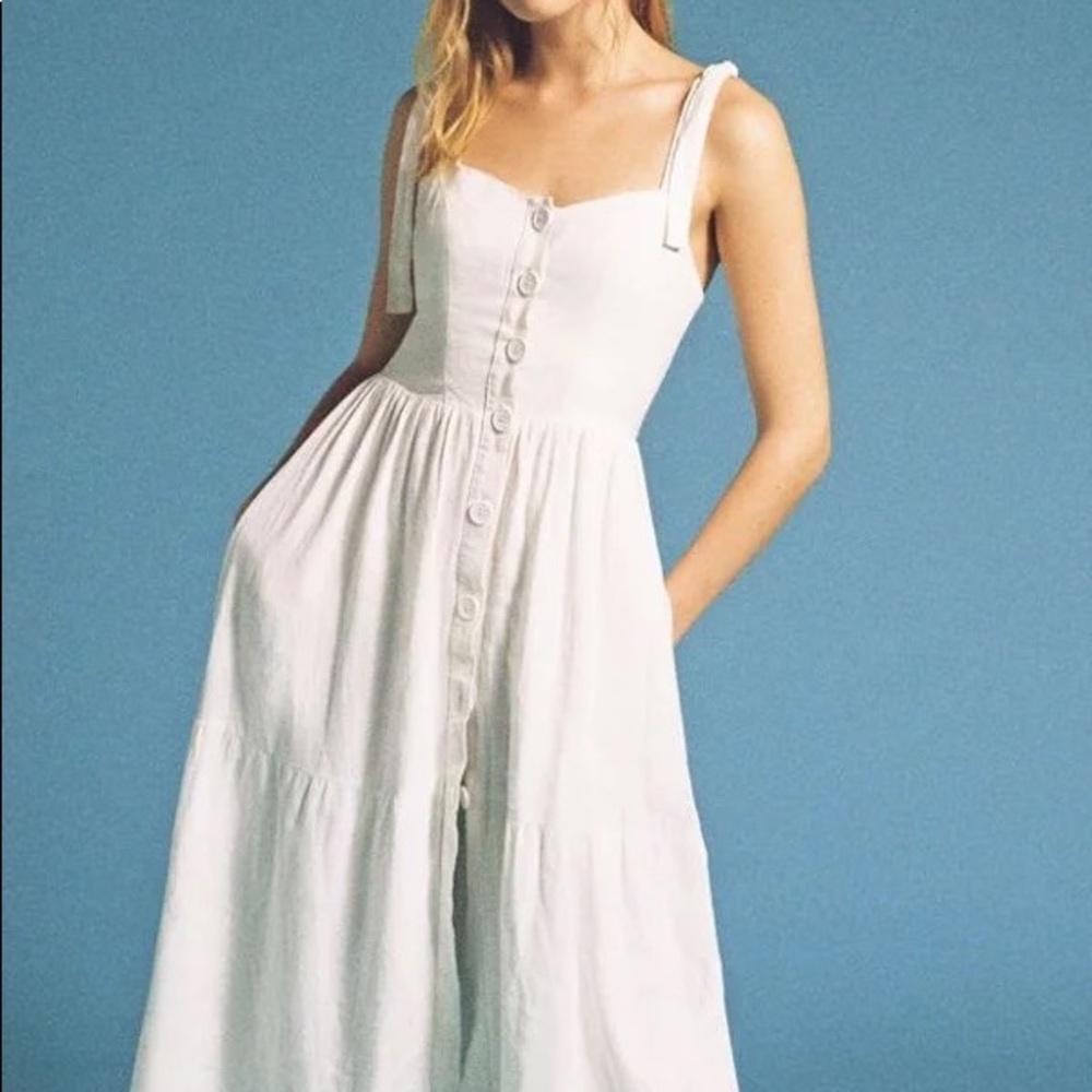 White Urban Outfitters Positano Midi Dress